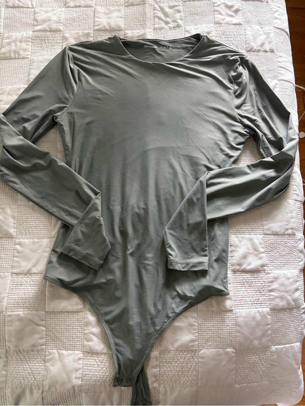 Abercrombie & Fitch Sage Gray Long-Sleeve Bodysuit